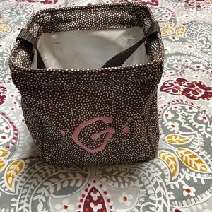 Thirty one canvas small square tote with the Initial G.